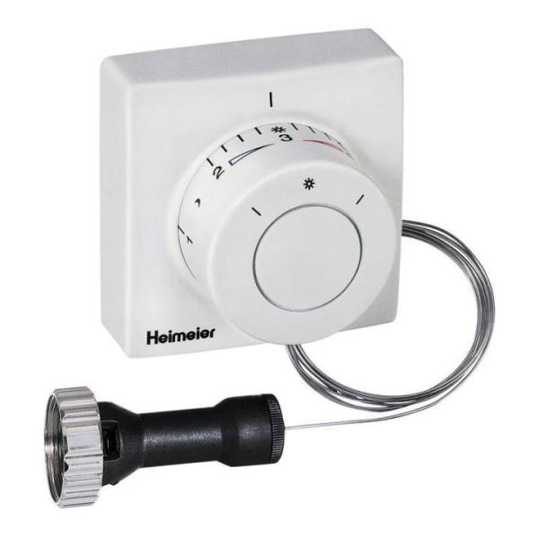 Heimeier Thermostatkopf F, Fereinsteller mit eingebautem Fühler, Farbe weiß, Kapillarrohr 2 m - 2802-00.500 Selfio
