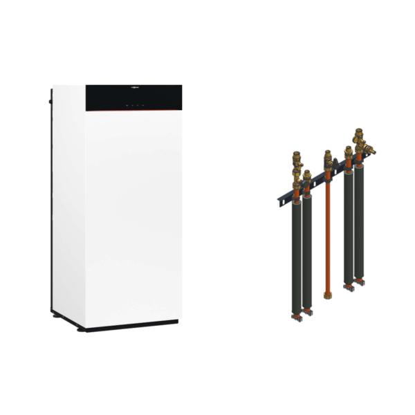 Viessmann Paket Vitodens 222-F B2TF Gas-Brennwert Kompaktgerät 25 kW Aufputz mit Anbausatz oben