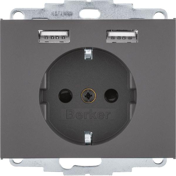 Berker 48037006 Steckdose SCHUKO/USB A-A, K.1, anthrazit matt, lackiert