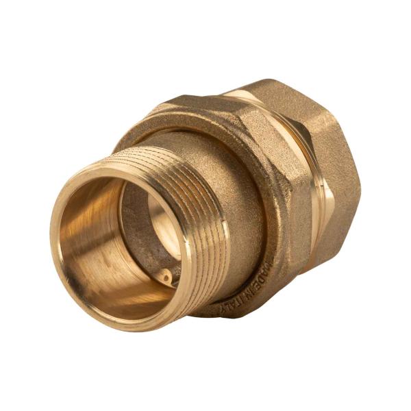 Messing Gewinde-Fitting Verschraubung gerade flachdichtend 1 1/4"IG - 1 1/4"AG (DN 32) - schwere Ausführung