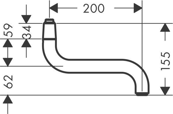 hansgrohe Auslauf Küche Wand 200 mm chrom