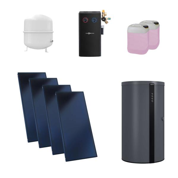 Viessmann Flachkollektor Solar-Paket Vitosol 200-FM SV2F 10,04 m² mit Vitocell 340-M 750L Kombispeicher vitographite Modul Divicon