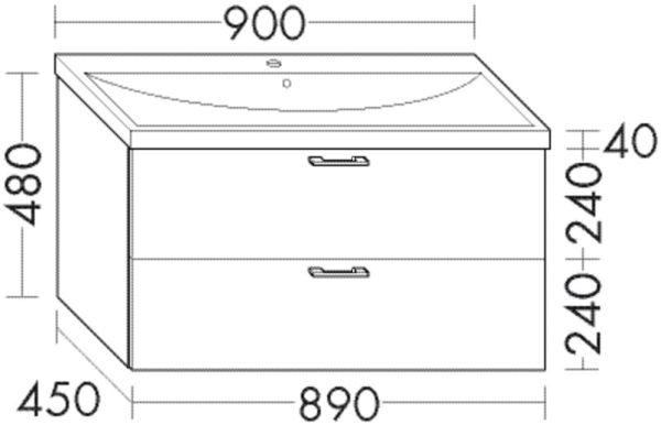 BURGBAD Waschtischunterschrank (WVAJ089) Sys30, 450x890x480, PG2