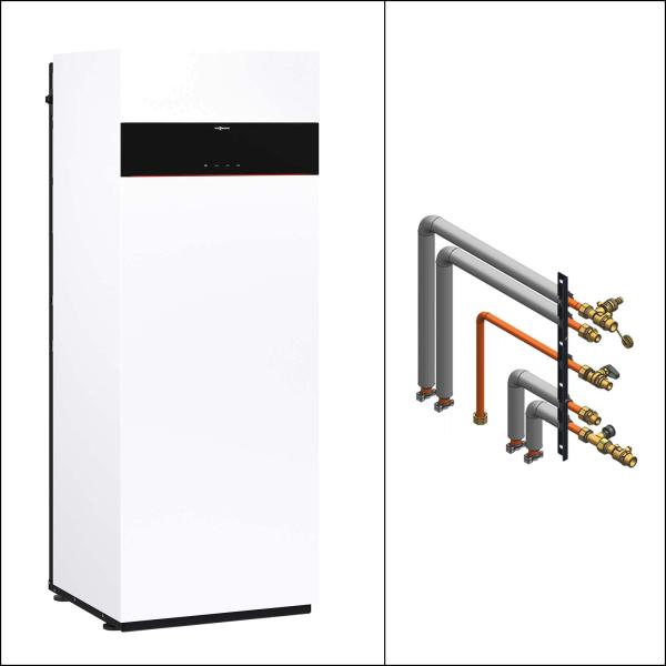 Viessmann Gas-Brennwert Kompaktgerät Vitodens 222-F B2SF 19 kW 7" Display mit Aufbau-Kit mit Anbausatz seitlich AP VD