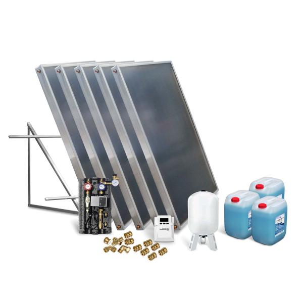 Solar-Paket Brauchwasser 5x AMP 2.0 Flachkollektor 10,05 qm Flachdachmontage