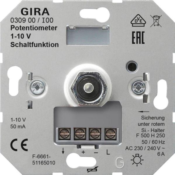 Gira Lichtregel-Potentiometer UP 6A 230V Einsatz 030900 Dreh/Druckkn 50mA