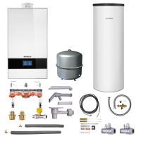 Buderus Gas-Brennwert Logaplus-Paket W42 GB182i.2-25 25kw H-Gas Speicher SU200 Bedieneinheit BC400 MAG 35l weiß