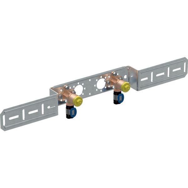 Geberit FlowFit Anschlusswinkel 90 Grad vormontiert 2-fach bleifreier Rotguss 20mm-1/2" L 52mm