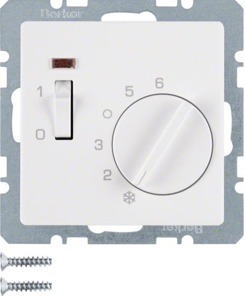 Berker 20306089 Temperaturregler mit Öffner, Z.-Stk., Wippschalter und LED Q.x polarweiß, samt