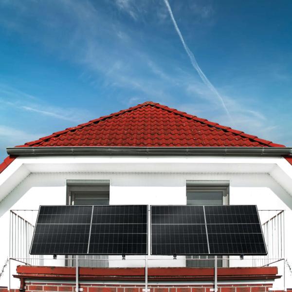 Priwatt Balkonkraftwerk priBalcony 45° Duo Paket 2x 385 Wp/600 W Solaranlage für Balkone 45° inkl. Wechselrichter Hoymiles