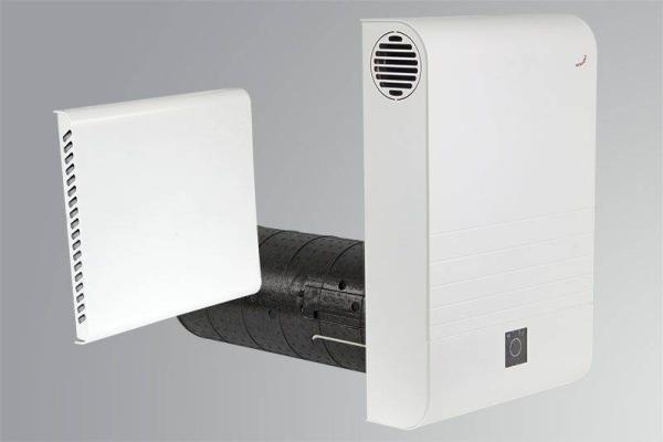 Dezentrales Zehnder Komfort-Lüftungsgerät ComfoAir 70 Außenwandhaube Aluminium weiß Selfio