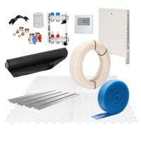 90 m² Set Trockenestrichsystem 25 mm WLG 035 PE-RT Rohr Raster 12,5 cm 7 Heizkreise LCD Regler 230 V + Zubehör