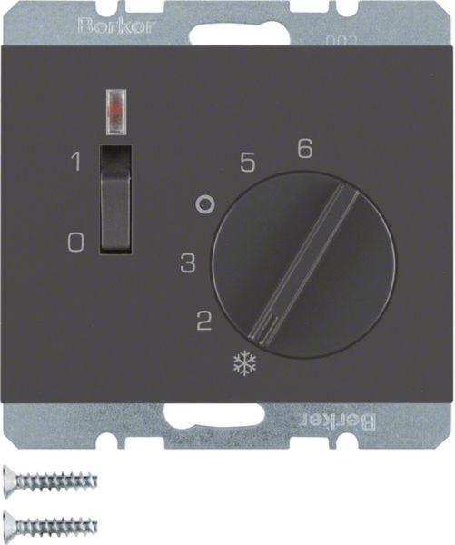 Berker 20307106 Temperaturregler mit Öffner, Z.-Stk., Wippschalter und LED K.1 anthrazit, matt