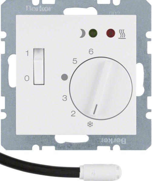 Berker 20341909 Fußbodentemp.-Regler m. Schließer, Z.-Stk., Wippsch., S.1/B.x polarweiß, matt