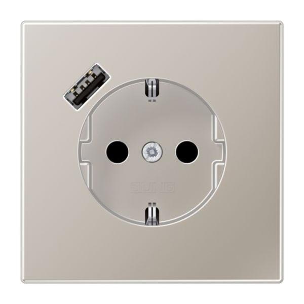 Jung Steckdose 1-fach Edelstahl mit 1USB-A UP mit BS LS ES 1520-18 A-L IP20