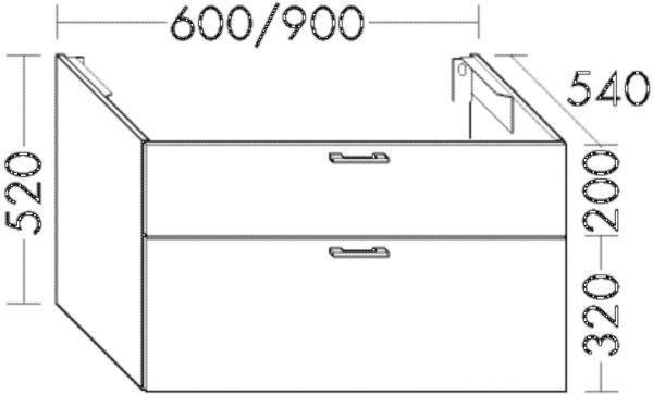 BURGBAD Waschtischunterschrank (WVIE070) Sys30, 540x700x520, PG2