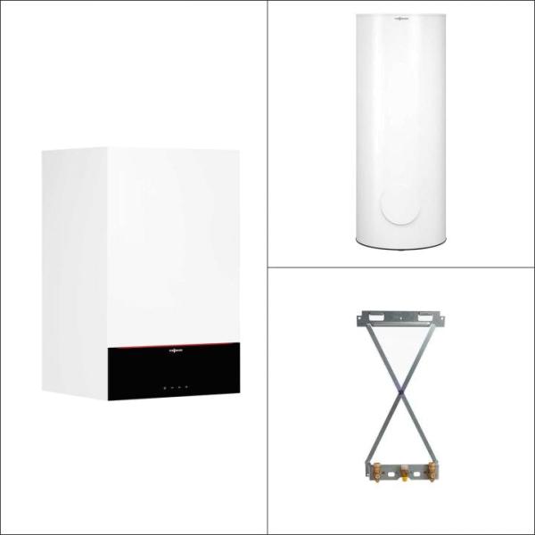 Viessmann Gas-Brennwert Paket Vitodens 200-W B2HF 25 kW 7" Display Speicher Vitocell 100-W CVAB 300L