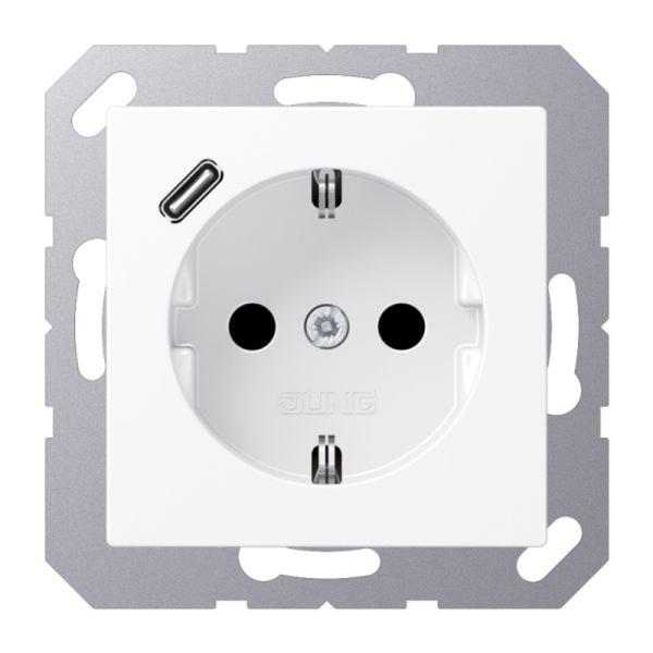 Jung Steckdose 1-fach weiß mit 1USB-C UP mit BS A 1520-18 C WWM IP20