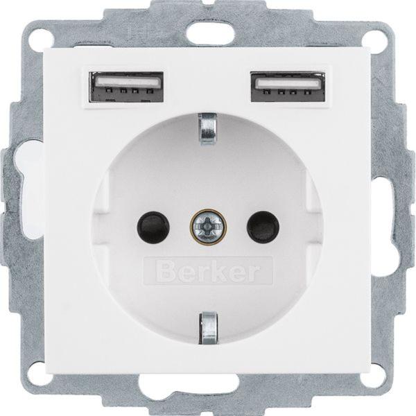 Berker 48038989 Steckdose SCHUKO/USB A-A, S.1, polarweiß glänzend