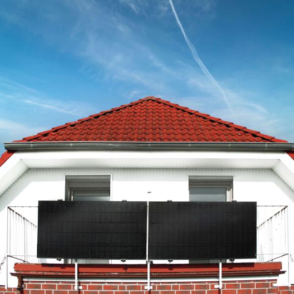 Priwatt Balkonkraftwerk priBalcony Duo Paket 2x 365 Wp/600 W Solaranlage Balkone 90° inkl. 10 m Anschlusskabel, Wechselrichter Hoymiles