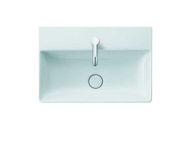 Handwaschbecken DuraSquare 450mm o.ÜL, m.HLB, 1.HL, geschl, weiß, WG