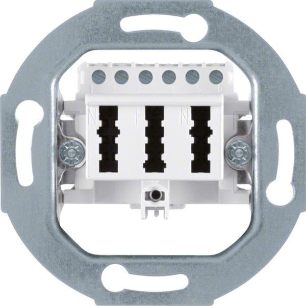 Berker 450009 TAE-Steckdose 3 x 6NFN Modul-Einsätze polarweiß, matt