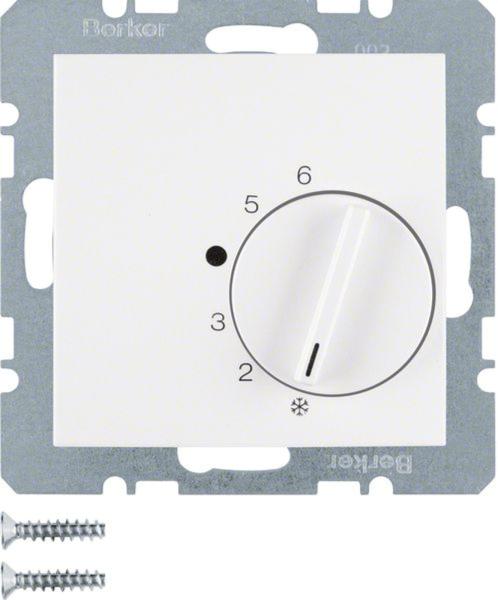 Berker 20268989 Temperaturregler mit Wechsler und Zentralstück S.1/B.3/B.7 polarweiß, glänzend