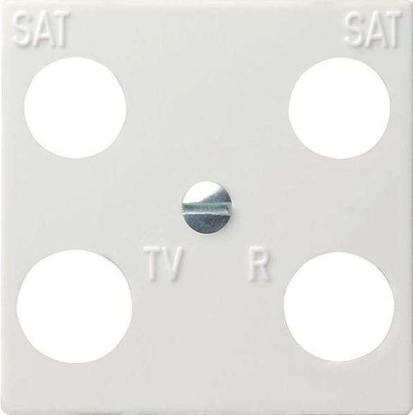 Gira Zentralplatte Sat/TV/Radio 4-fach reinweiß System 55 025803 Schraubbef glänzend mit Aufdr