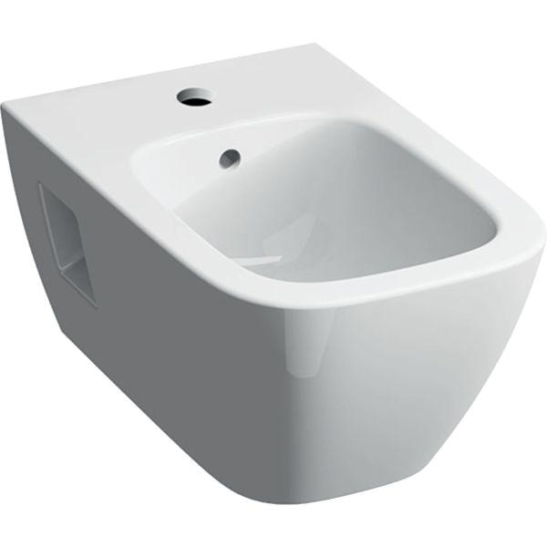 Geberit Renova Plan Square Wandbidet teilgeschlossene Form mit Überlauf, weiß