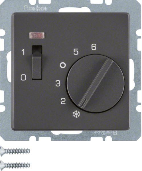 Berker 20306086 Temperaturregler mit Öffner, Z.-Stk., Wippschalter und LED Q.x anthrazit, samt