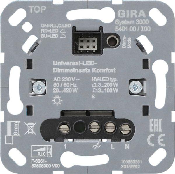 Gira LED-Tastdimmer Drucktaster 20-420W System 3000 540100 UP Lichtwertspeicher