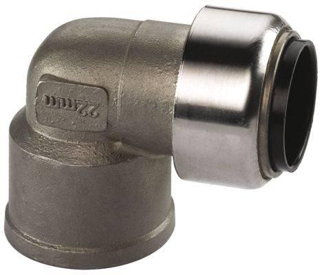 Edelstahl Steckfitting Tectite Übergangswinkel 90° Innengewinde 18 mm - 1/2" DVGW