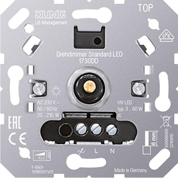 Jung LED-Dimmer Drehkn 20-210W UP 1730 DD Lichtwertspeicher