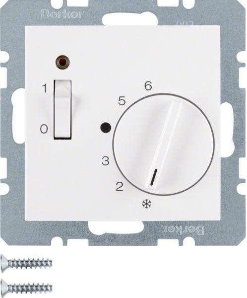 Berker 20301909 Temp.-Regler mit Öffner, Z.-Stk., Wippsch. u. LED S.1/B.3/B.7 polarweiß, matt