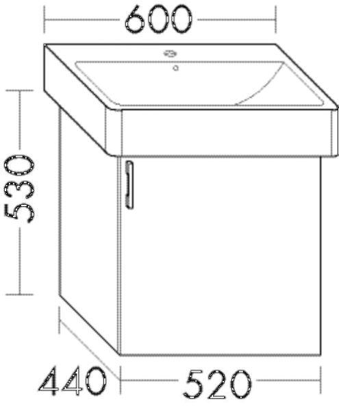 BURGBAD Waschtischunterschrank (WXHR052) Sys30, 440x520x530, PG2