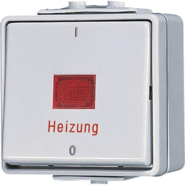 Jung Kontroll-Heizungsschalter glänzend AP 1-fach WG 600 602 HW IP44