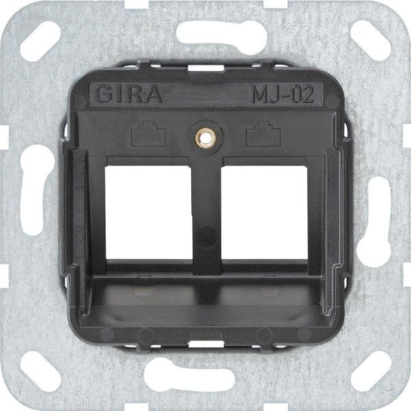 Gira Zentralplatte Mod-Jack 2-fach schwarz Tragring 560200 ohne Beschriftungsfeld