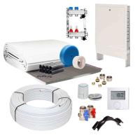 10 m² Set Tackersystem Rollbahn 35 mm WLG 045 16x2 Alu-Verbundrohr Raster 10 cm 2 Heizkreise LCD Regler 230 V + Zubehör