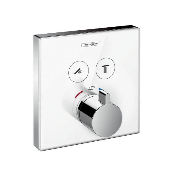 Thermostat Unterputz ShowerSelect Glas 2 Verbraucher weiss/chrom