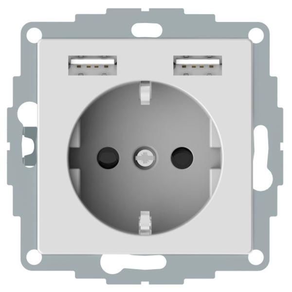 Merten Steckdose 1-fach aktivweiß glänzend UP mit BS USB MEG2366-0325 IP20