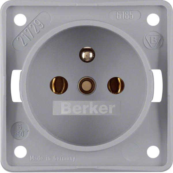 Berker 961852506 Steckdose mit Schutzkontaktstift, Schraubkl., Integro Modul-Einsätze, grau m.
