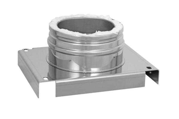 Schornstein Grundplatte für Wandmontage Ablauf unten Edelstahl DW DN 130