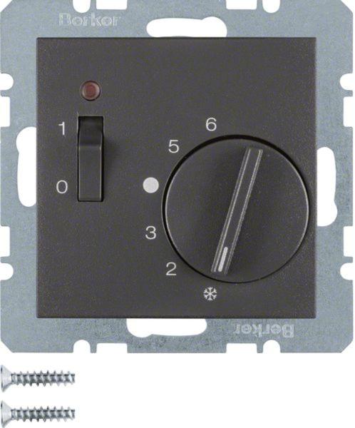 Berker 20301606 Temp.-Regler m. Öffner, Z.-Stk., Wippschalter u. LED S.1/B.3/B.7 anthrazit matt