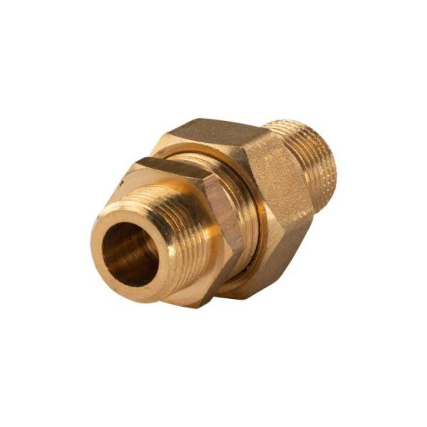 Messing Gewinde-Fitting Verschraubung gerade flachdichtend 3/8"AG - 3/8"AG (DN 10) - schwere Ausführung