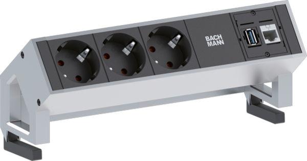 Bachmann Steckdosenleiste 3/1-fach schwarz 902.501 1xUSB 1,5m 35° IP20 1,5qmm