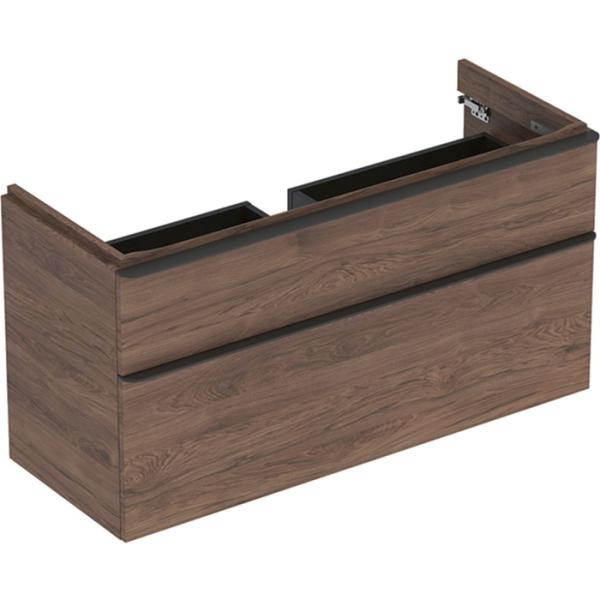 Geberit Smyle Square US für WT, m. 2 Sch 118,4x61,7x47cm, Nussbaum