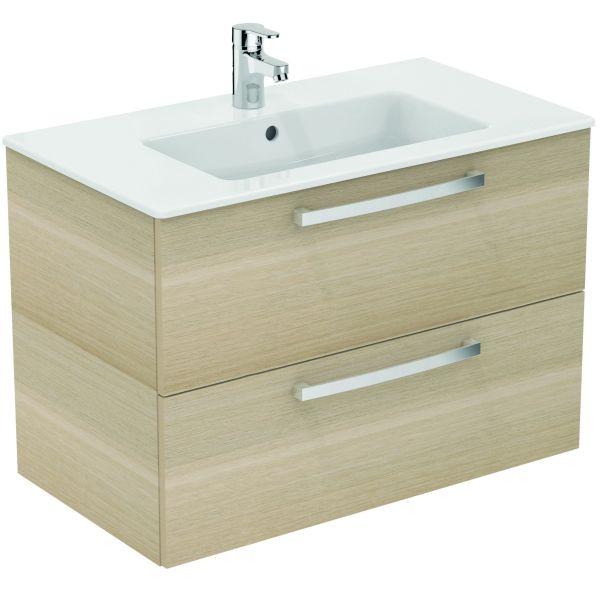 Ideal Standard Waschtisch Möbel-Paket Eu 815x450x565mm weiß Eiche hell