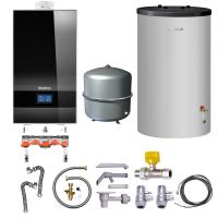 Buderus Gas-Brennwert Logaplus-Paket W42 GB182i.2-25 25kw H-Gas Speicher S120 Bedieneinheit BC400 MAG 35l schwarz