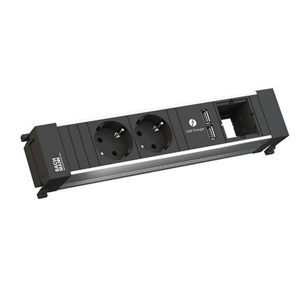 Bachmann Multi-Tischsteckdose EB Power Frame 916.0514 2Steckd 1USB schwarz