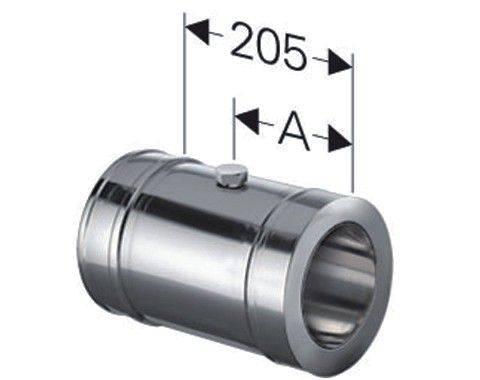 Schornstein Längenelement 205 mm mit Messöffnung Edelstahl DW DN 150